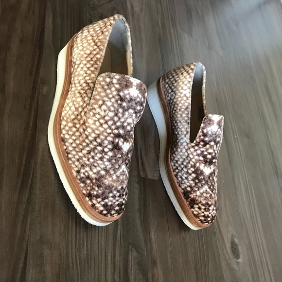 Free People Shoes - Free people brown velvet  snake eye print loafers